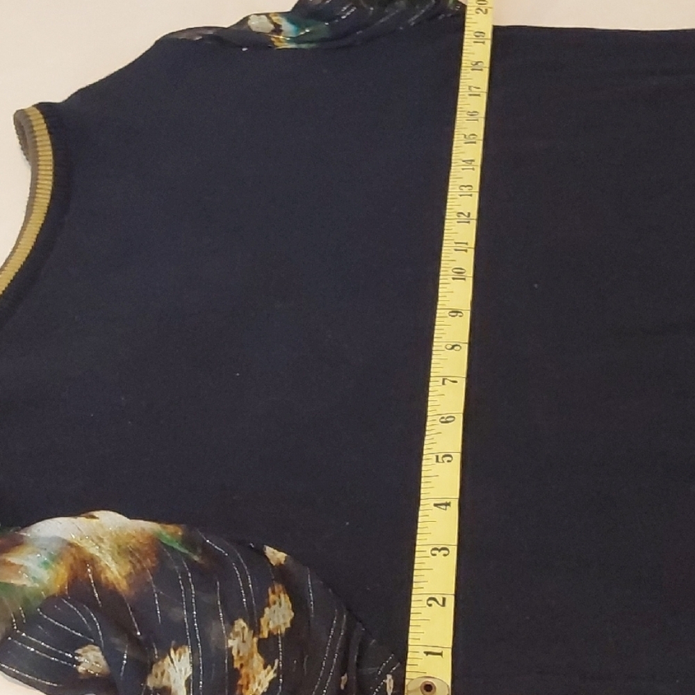 Anthropologie Blank London. Festive Black  Sweater with Patterned Sleeves. XL - Picture 2 of 8